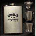 8 Oz. Stainless Steel Hip Flask Set in a black gift box